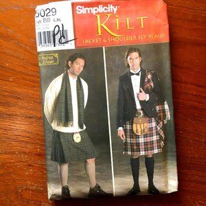 Simplicity 5029 Kilt Jacket Scarf costume Pattern XL NWT